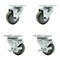 Service Caster 3.5 Inch Gray Polyurethane Wheel Swivel Top Plate Caster Set with 2 Brakes SCC SCC-20S3514-PPUB-2-TLB-2 - alternate 1